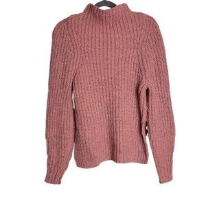 Leith Womens Ribbed Knit Sweater Pullover XS Chunky Pink Rose